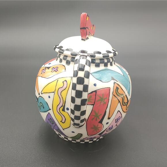 Robin Sterling Hand Painted Teapot Whimsical High Heel Ceramic Pop Art - Picture 5 of 10
